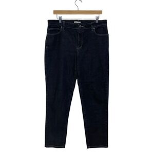 Eileen Fisher Organic Cotton Black Denim Jeans Dark Wash Stretch Comfort Size 12